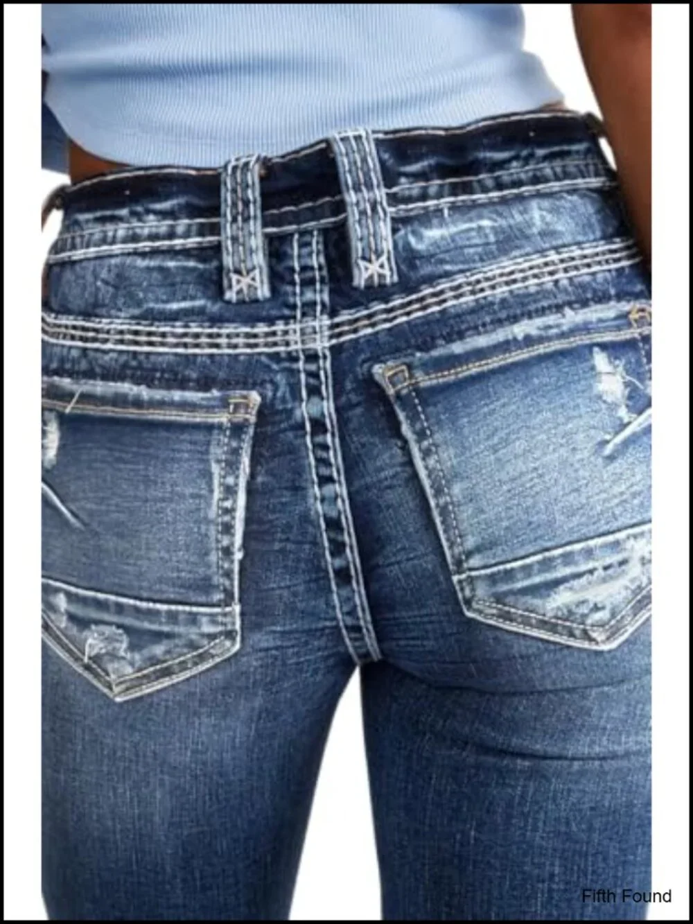 Mid Waisted Bootcut Jeans Stretchy Slim Casual Double Button Flare Denim Pants